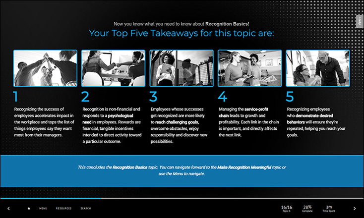 e-learning click-tell takeaways example